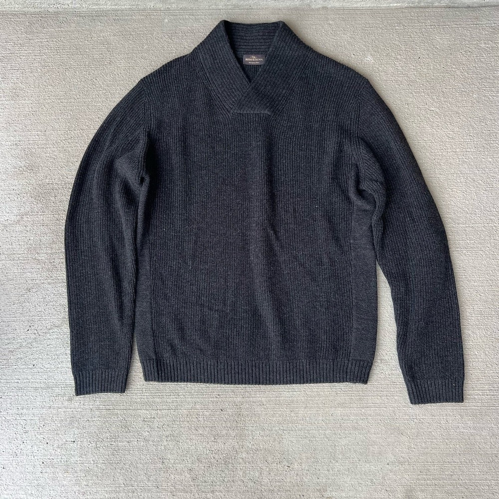 Rodd & Gunn Mens 100% Wool Sweater Gray Elbow Patch Pullover Crew Neck Size L